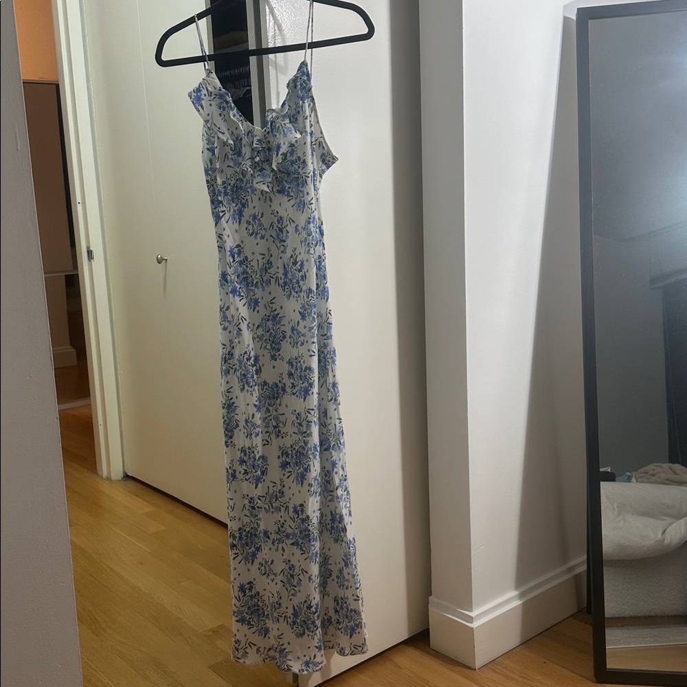 Mango Blue and White Floral Maxi Dress